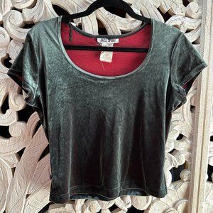 Iridescent Velvet Party Crop Top